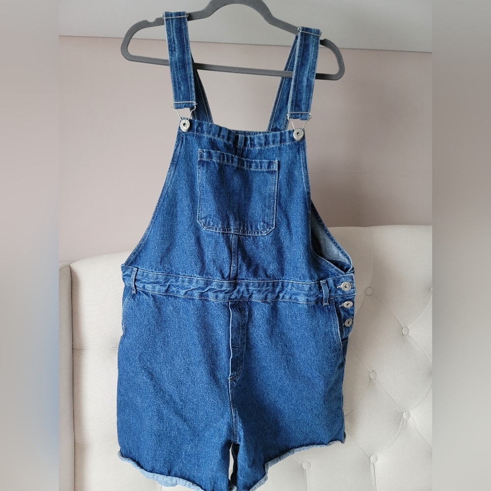 L/XL - Blue Denim Short Overalls Shortalls Jumper